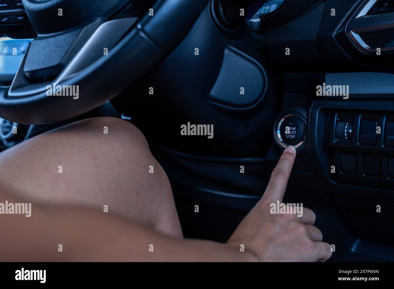 push start car button, Engine start and stop button Stock Photo