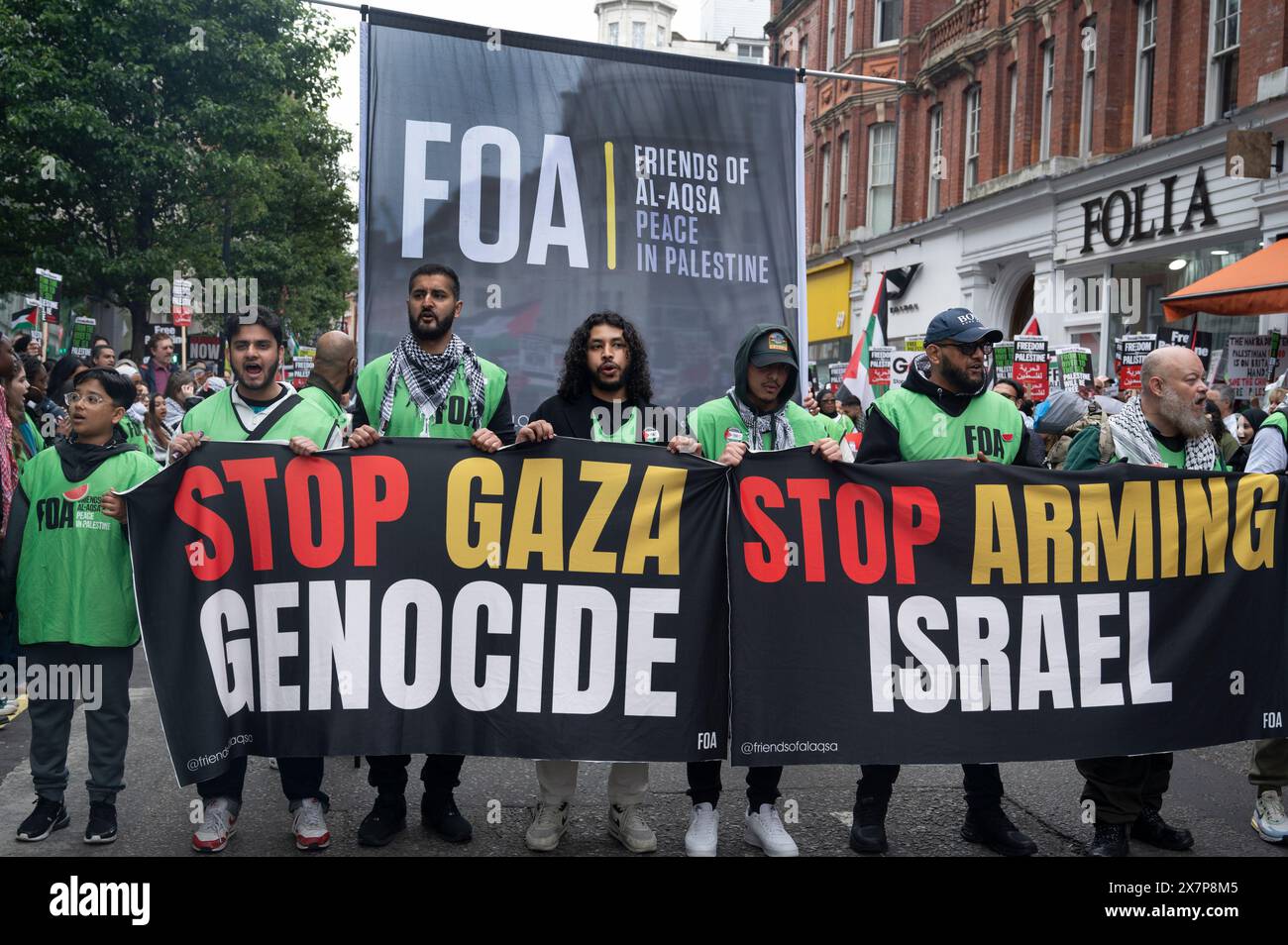 On May 18th thousands of people deomonstrated in central London against the Israeli bombing of Gaza and in support of Palestine. Stock Photo