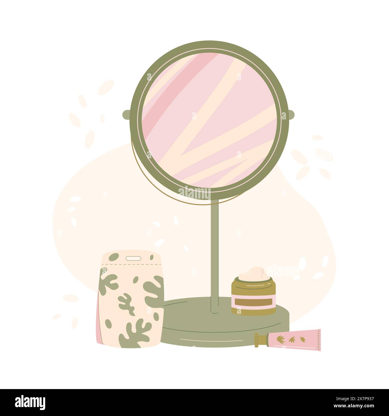 skincare-cosmetics-daily-routine-products-set-makeup-mirror-and-mask