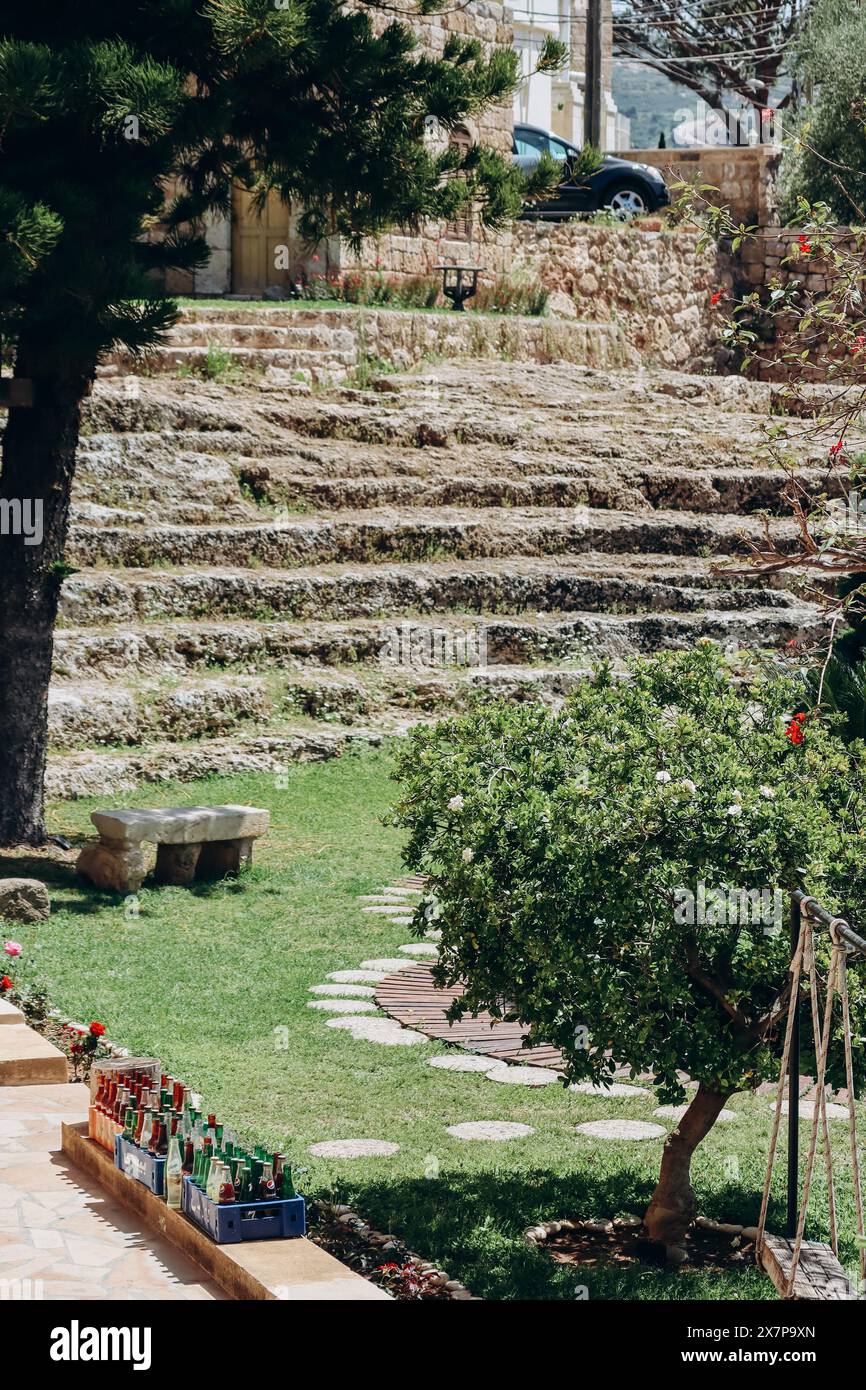 Batroun, Lebanon — 24.04.2023: A hidden Roman theatre in a private ...