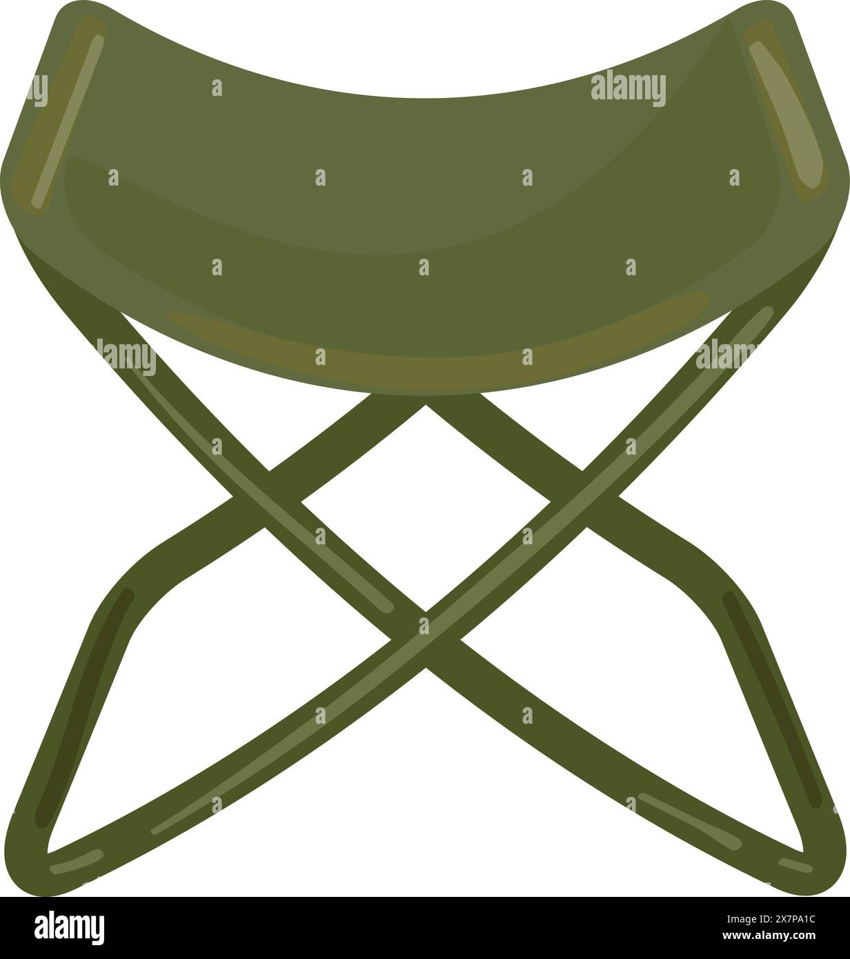 Green folding camping stool illustration Stock Vector