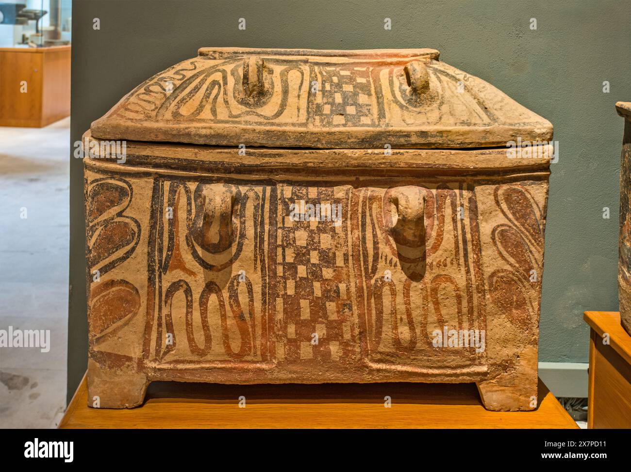 Minoan larnax, closed clay coffin with saddle shaped lid, 1400-1200 BC ...