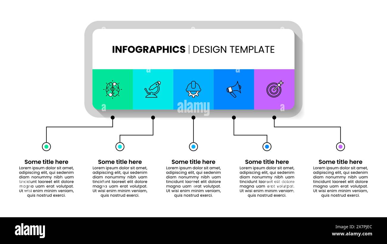 Infographic template with icons and 5 options or steps. Squares. Can be ...