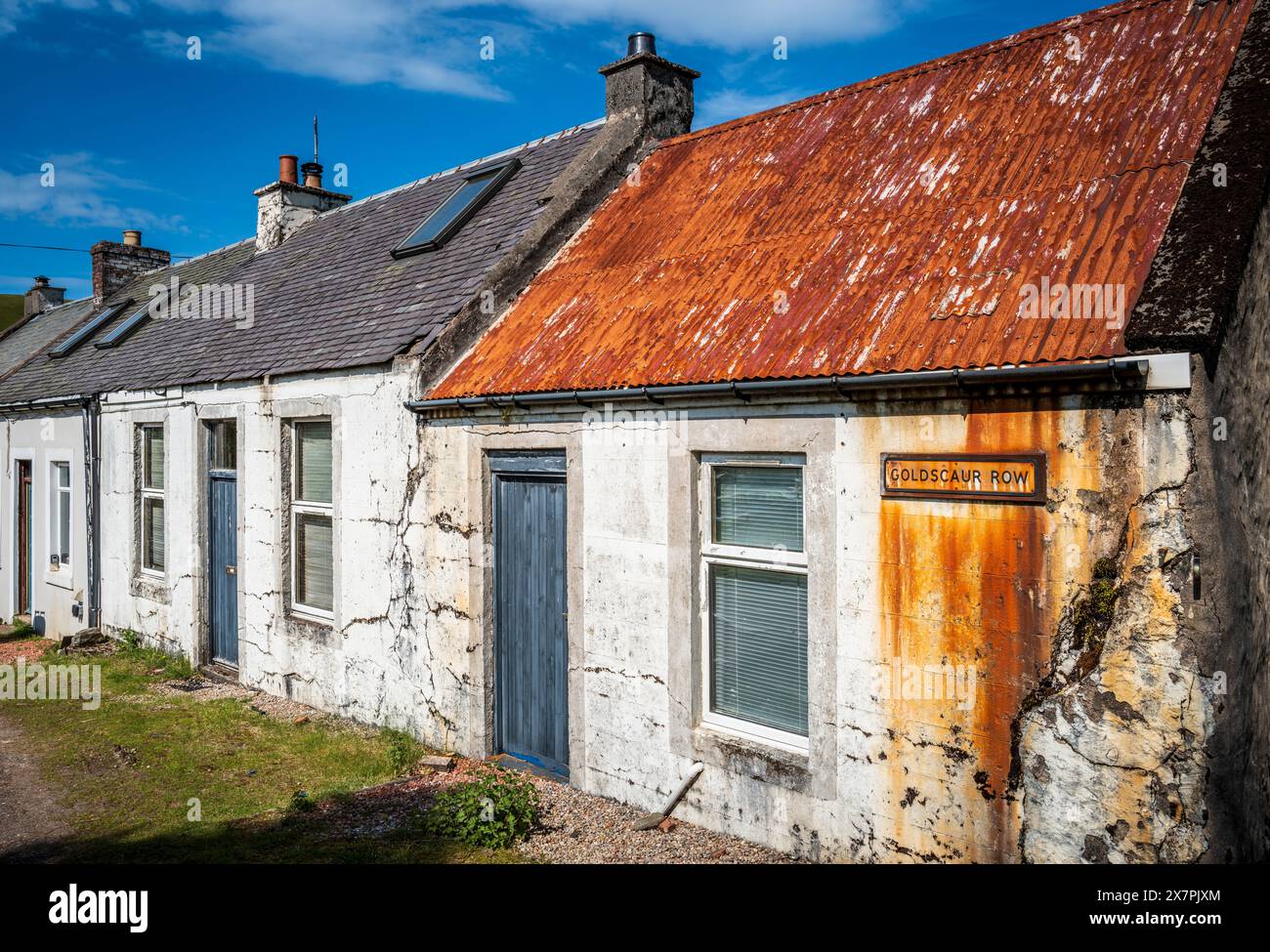 Street in Wanlockhead, Scotland's highest village. Dumfries & Galloway, Scotland Stock Photo