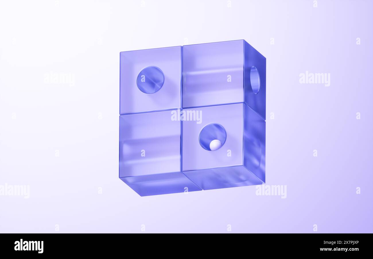 Glass cube with bright light background, 3d rendering. 3D illustration ...