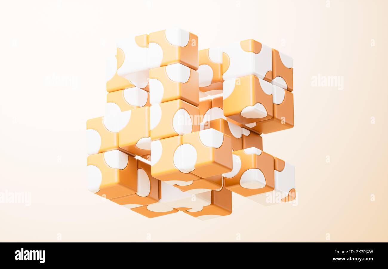 Abstract cartoon style cube, 3d rendering. 3D illustration. Stock Photo