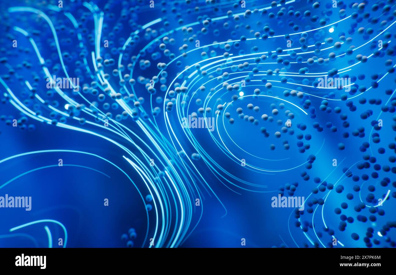 Flowing curve particles background 3d hi-res stock photography and ...