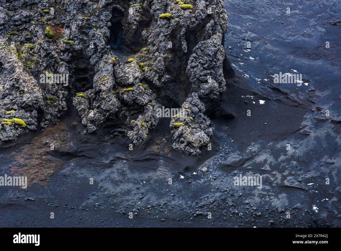 A close-up of Iceland's Highlands showcasing the complex texture of ...