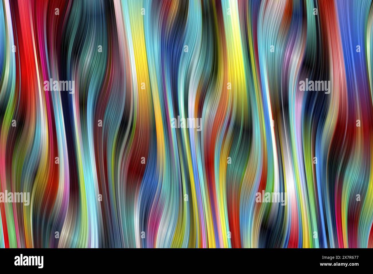 A dynamic abstract background featuring a colorful blend of wavy lines creating a sense of movement and fluidity Stock Photo