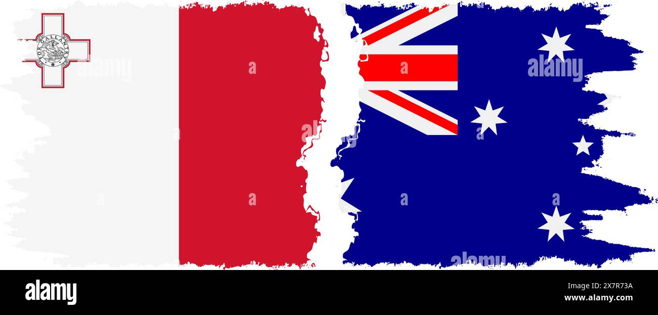 Australia and Malta grunge flags connection, vector Stock Vector Image ...