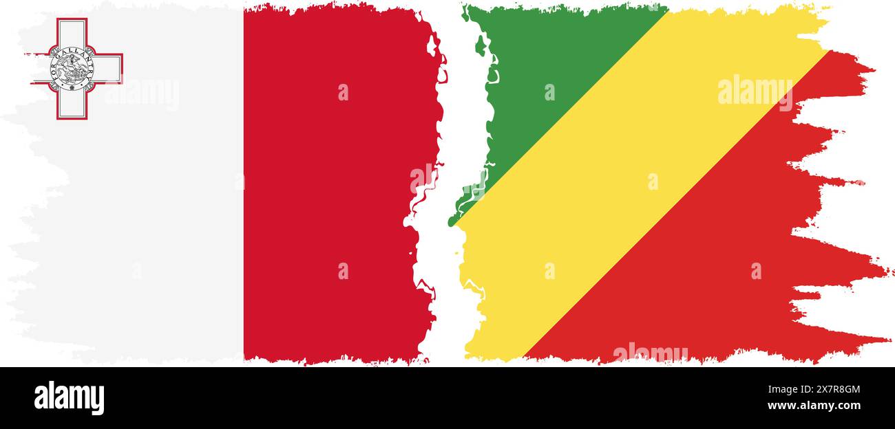 Congo-Brazzaville and Malta grunge flags connection, vector Stock ...