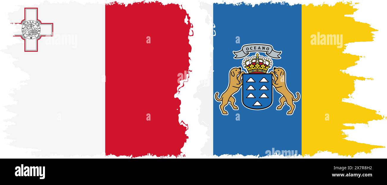 Canary Islands and Malta grunge flags connection, vector Stock Vector ...