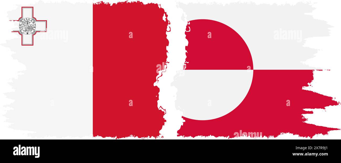 Greenland and Malta grunge flags connection, vector Stock Vector Image ...