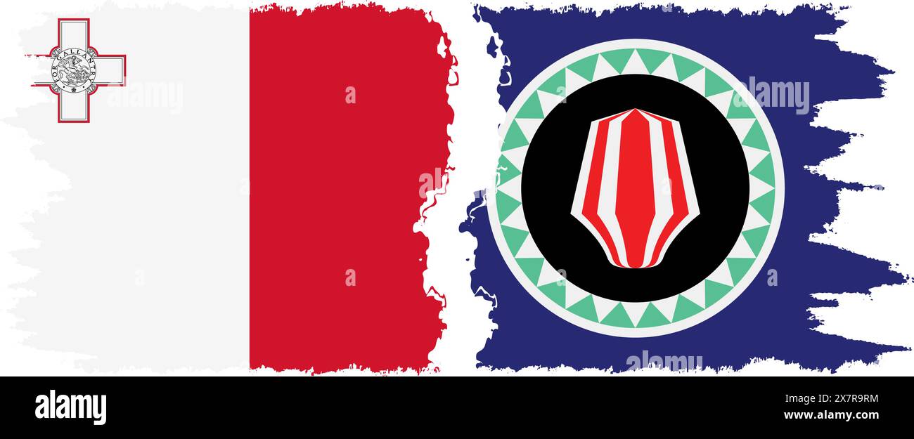 Bougainville and Malta grunge flags connection, vector Stock Vector ...