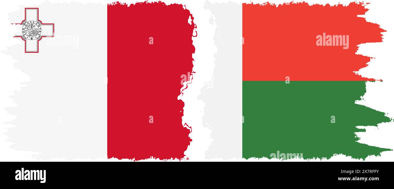 Madagascar and Malta grunge flags connection, vector Stock Vector Image ...