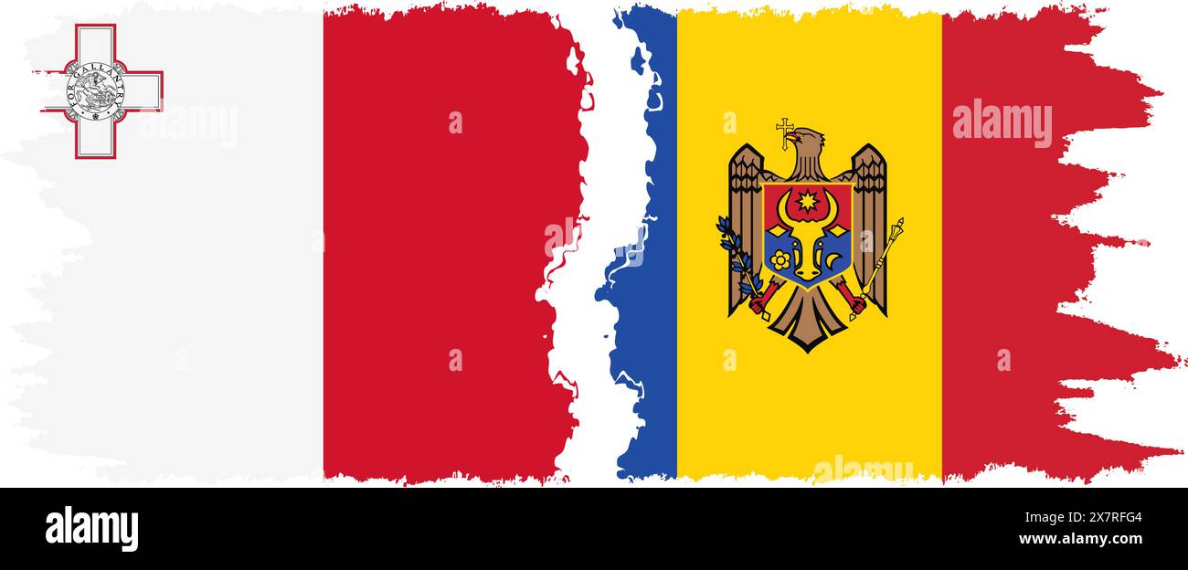 Moldova and Malta grunge flags connection, vector Stock Vector Image ...