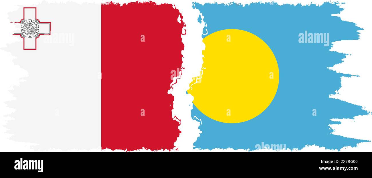 Palau and Malta grunge flags connection, vector Stock Vector Image ...