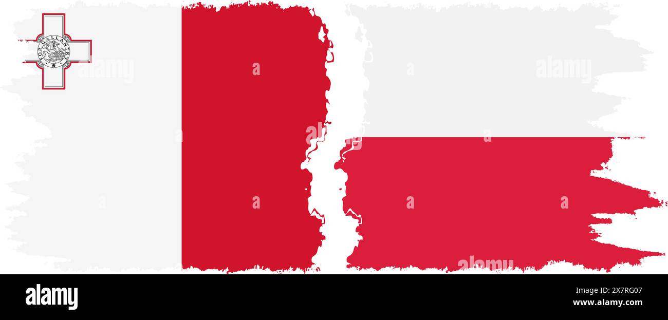 Poland and Malta grunge flags connection, vector Stock Vector Image ...