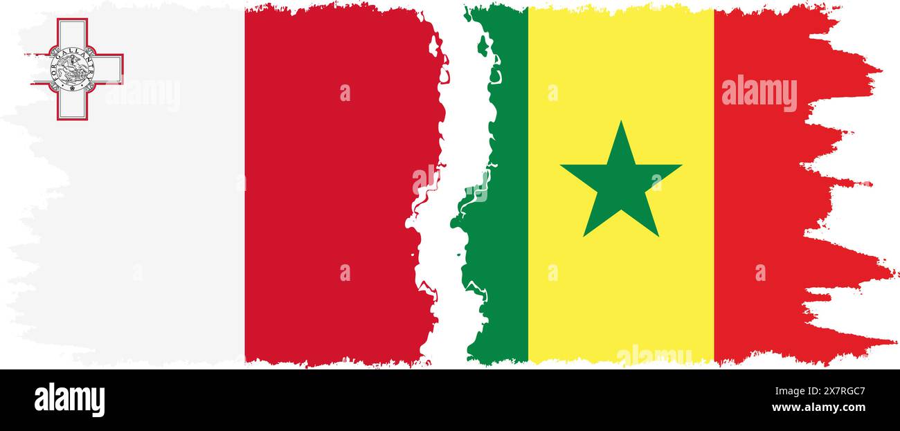 Senegal and Malta grunge flags connection, vector Stock Vector Image ...