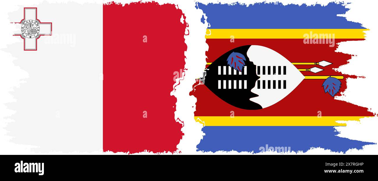 eSwatini and Malta grunge flags connection, vector Stock Vector Image ...