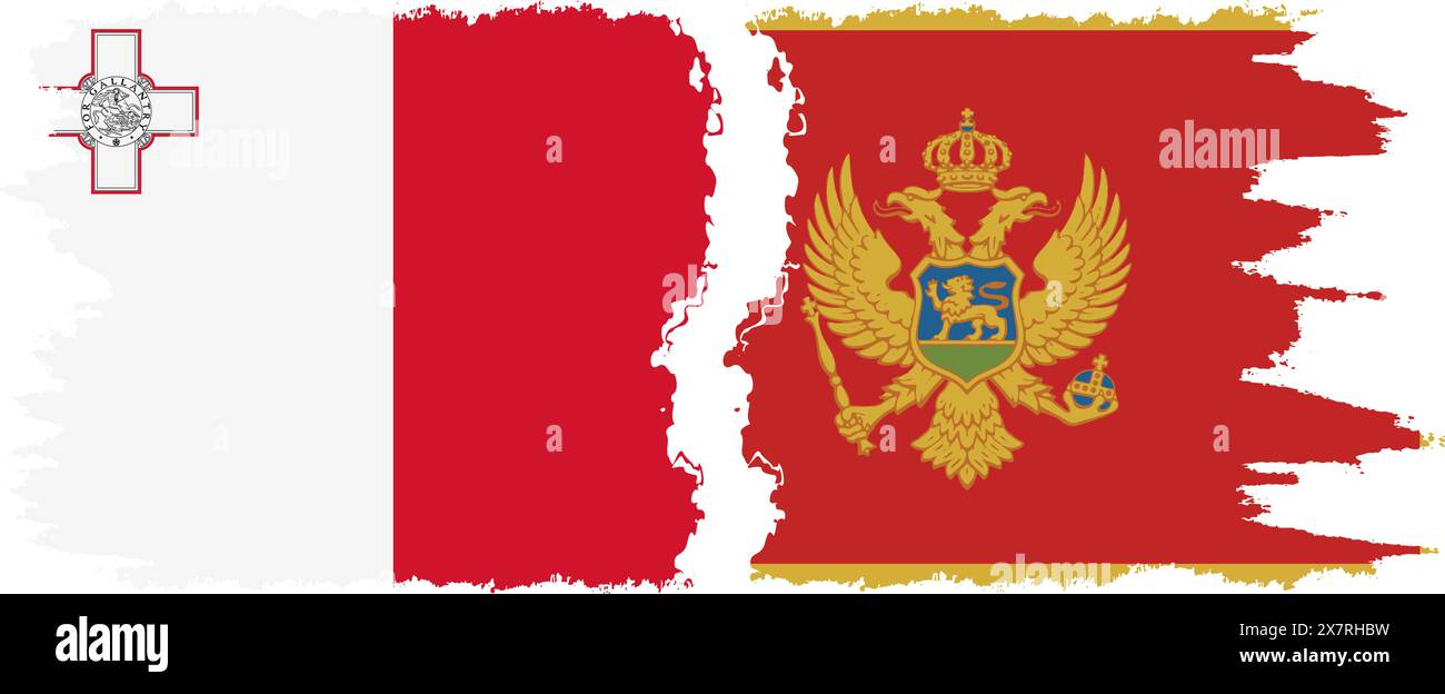 Montenegro and Malta grunge flags connection, vector Stock Vector Image ...