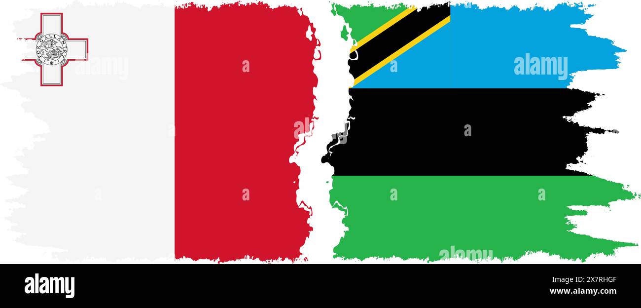 Zanzibar and Malta grunge flags connection, vector Stock Vector Image ...
