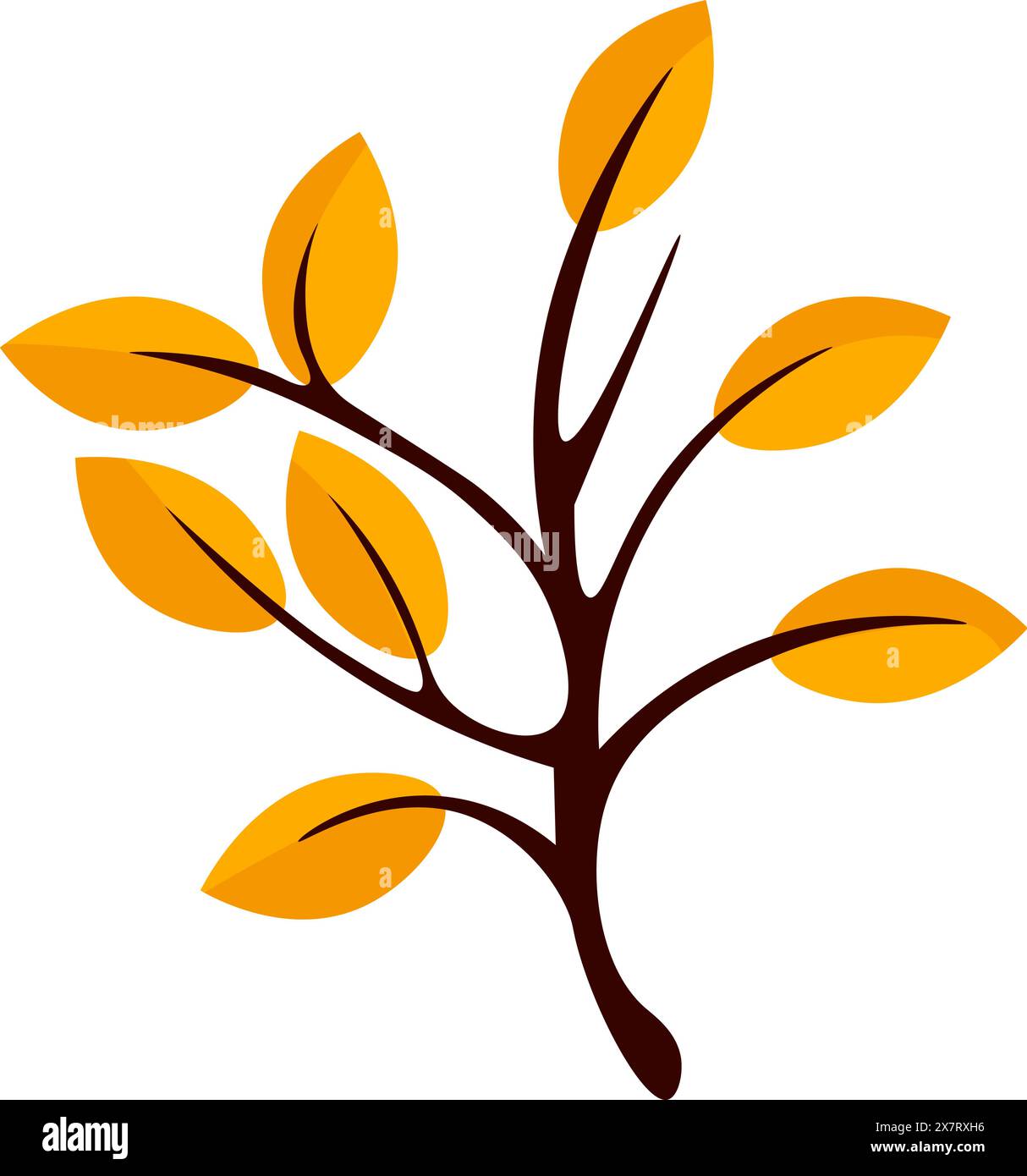 Branch with yellow leaves on white background Stock Vector Image & Art ...
