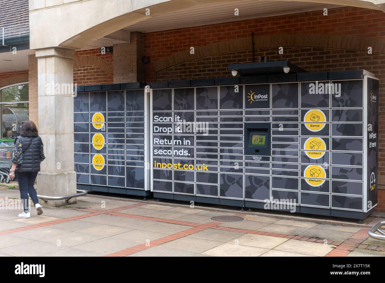 InPost parcel lockers for picking up deliveries or parcels, England, UK Stock Photo