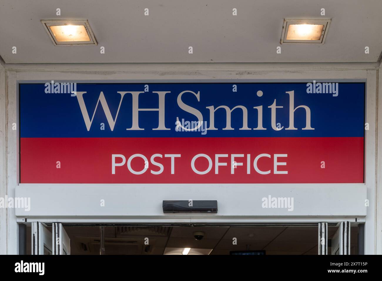 WH Smith and Post Office signage, shop sign signs, England, UK Stock