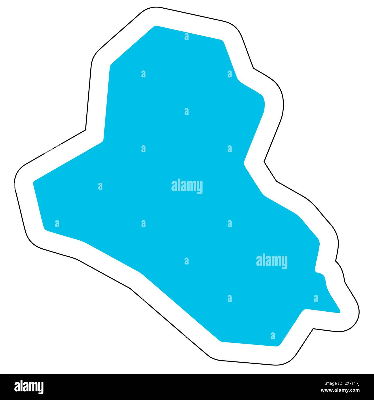 Iraq Country Silhouette High Detailed Map Solid Blue Vector Sticker