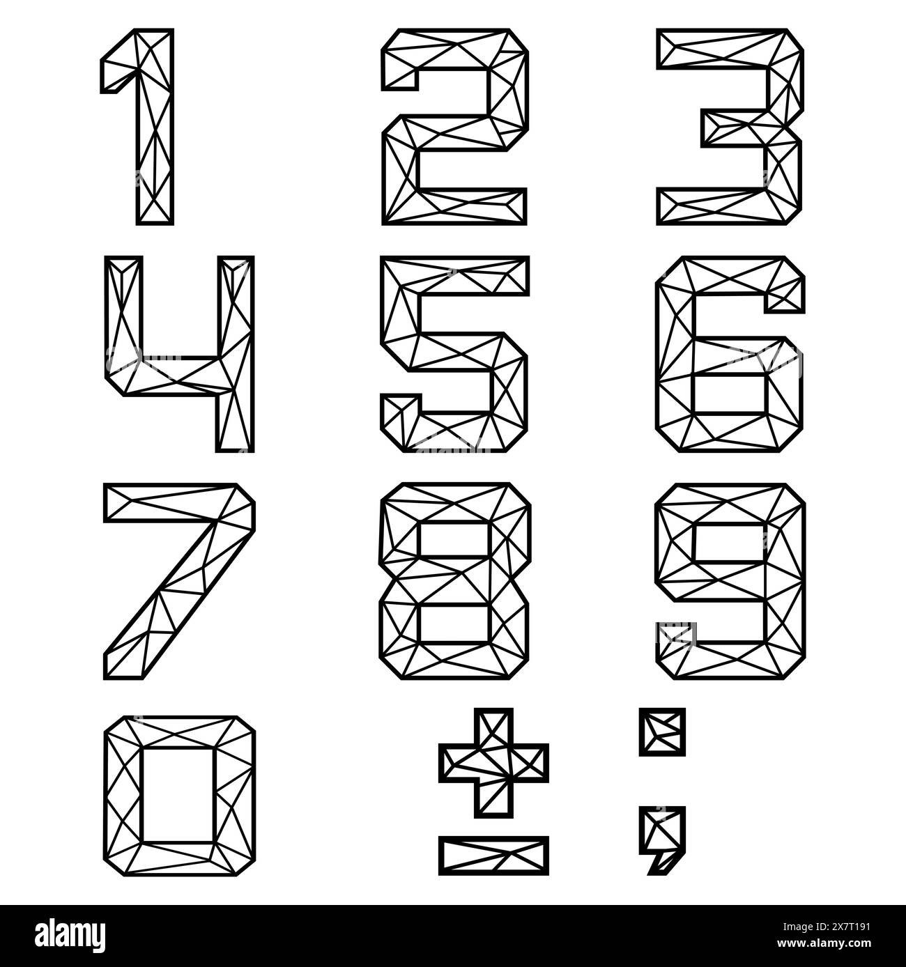 Black numbers on a white background. Graphic symbols Stock Vector Image