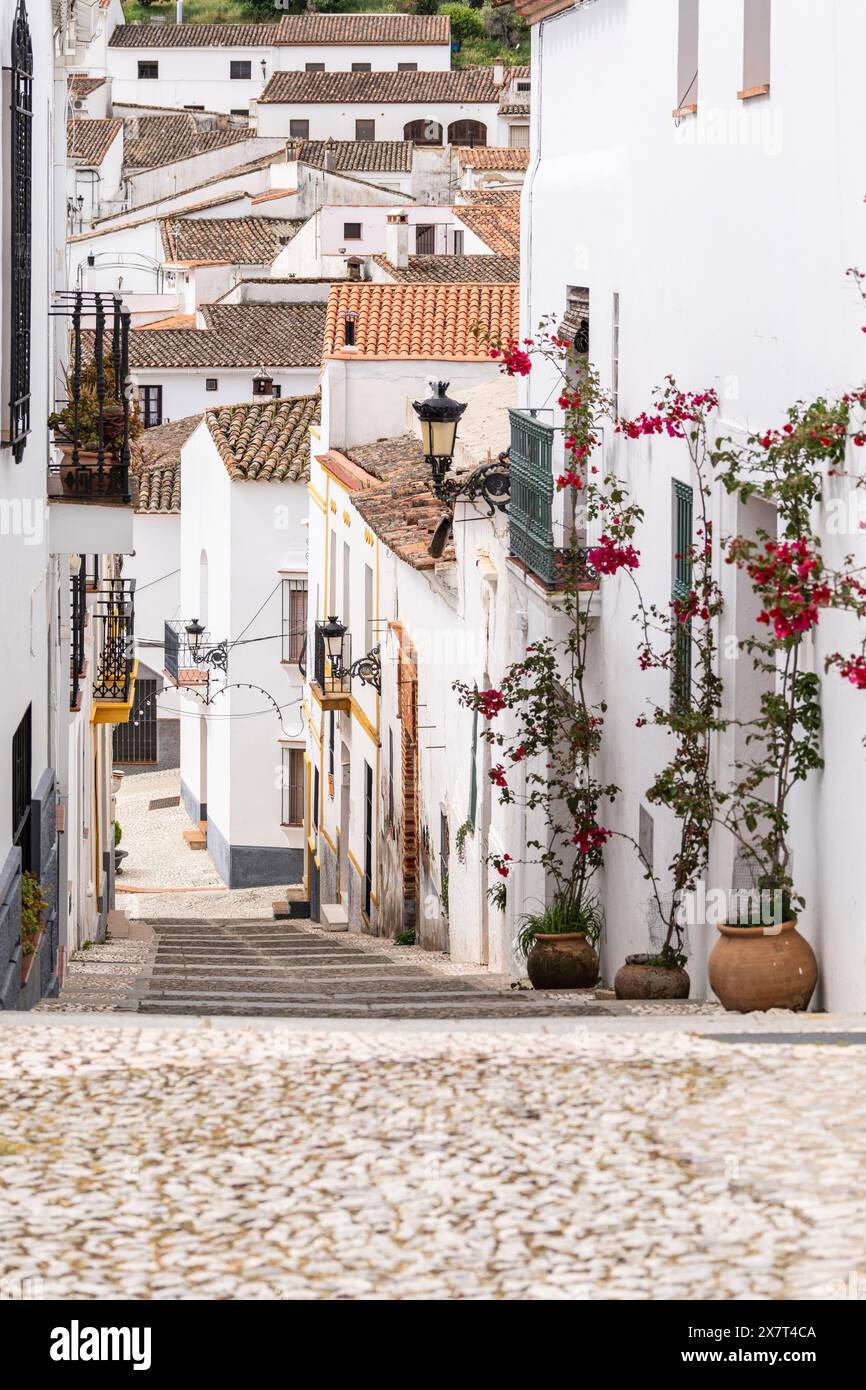 typical street, Almonaster la Real , Huelva, Andalusia, Spain Stock Photo