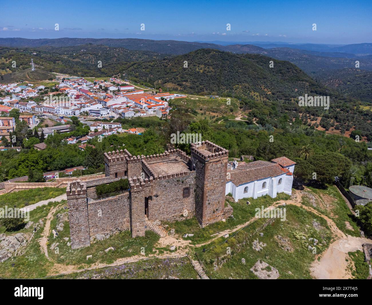 Cortegana Castle, fortress of medieval origin, Huelva, Andalusia, Spain Stock Photo