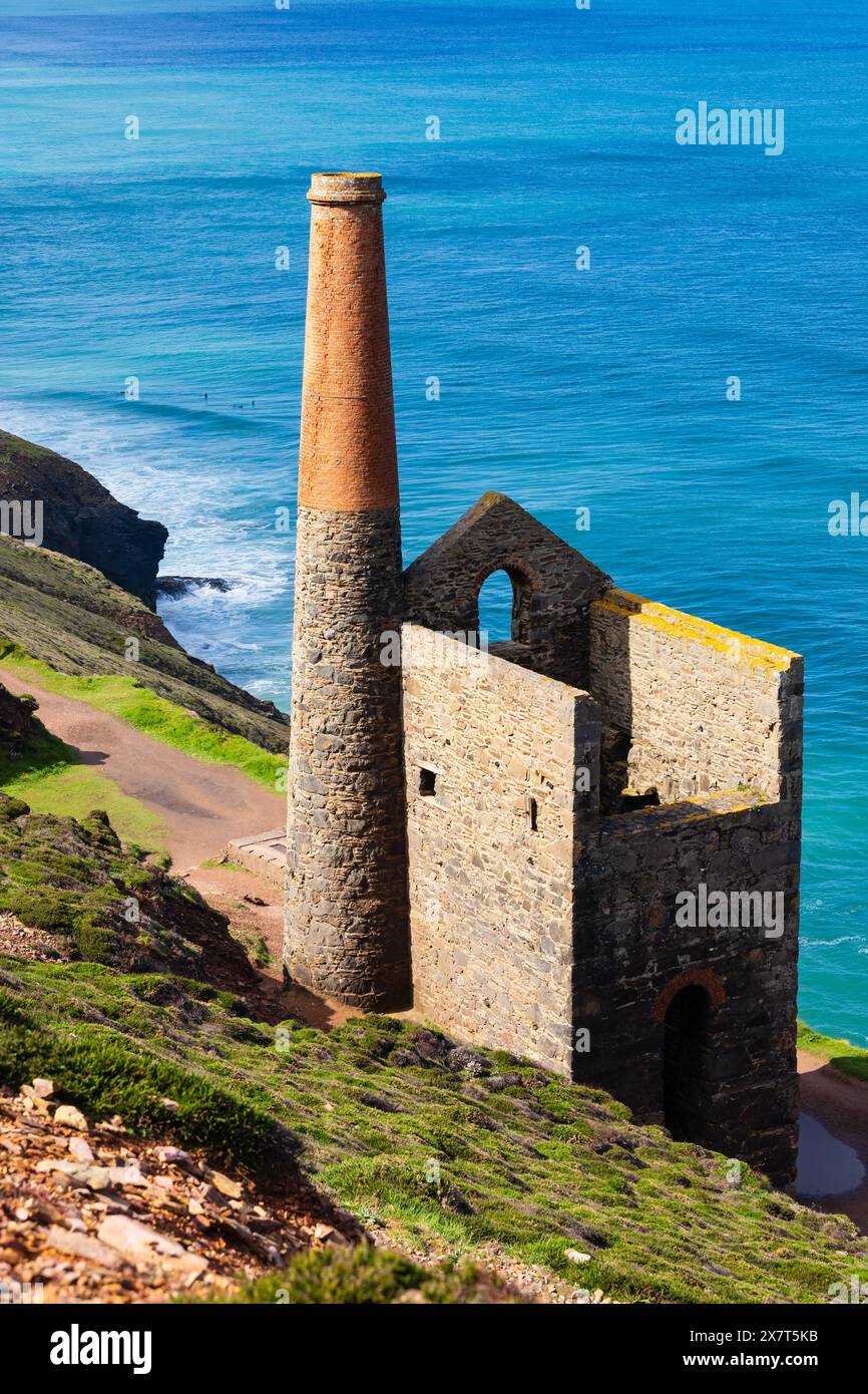 Ruins of Wheal Coates tin mine, Cornwall, West Country, England Stock Photo