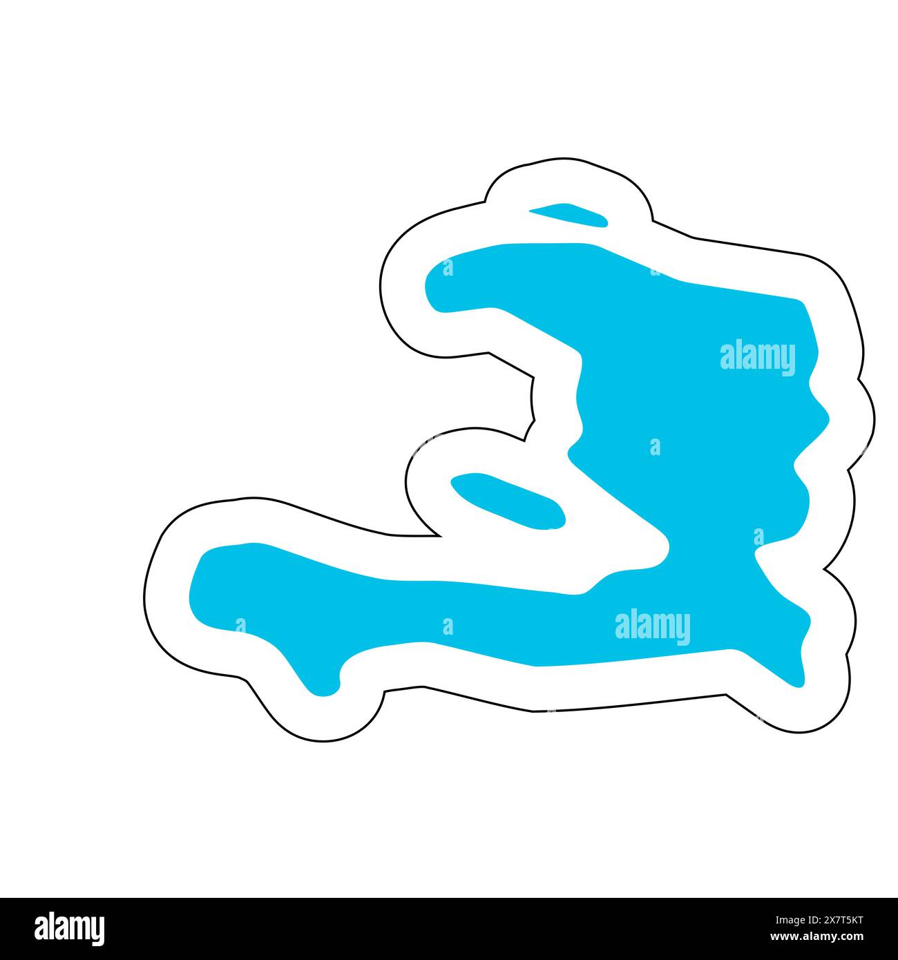 Haiti country silhouette. High detailed map. Solid blue vector sticker with white contour isolated on white background. Stock Vector