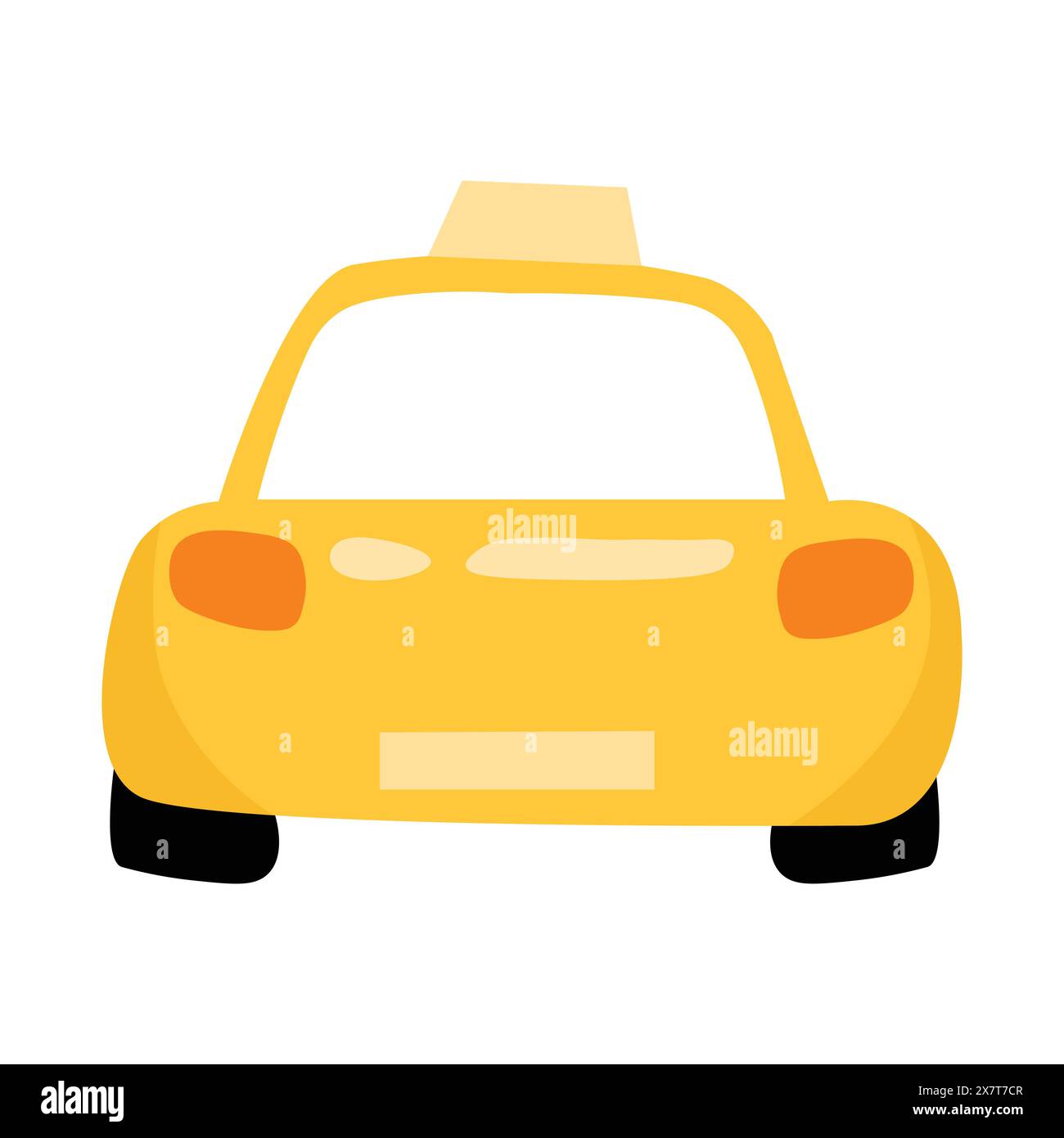 Flat Style Vector Illustration: Isolated Iconic Yellow Taxi on White Background Stock Vector