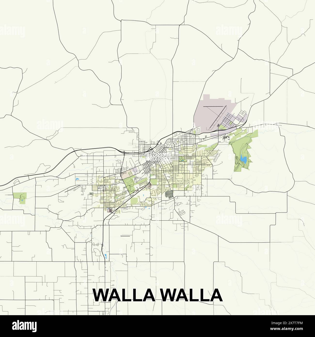 Walla Walla, Washington, USA map poster art Stock Vector Image & Art ...