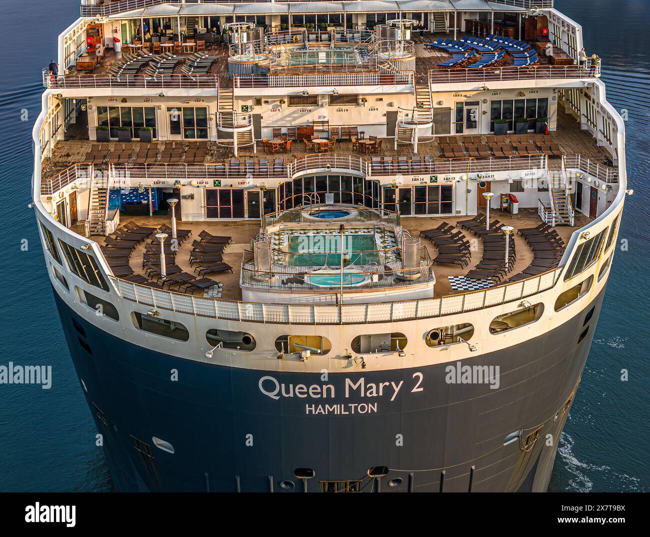 Southampton, UK 12 May 2024 Cunard cruise ship Queen Mary 2 arrives