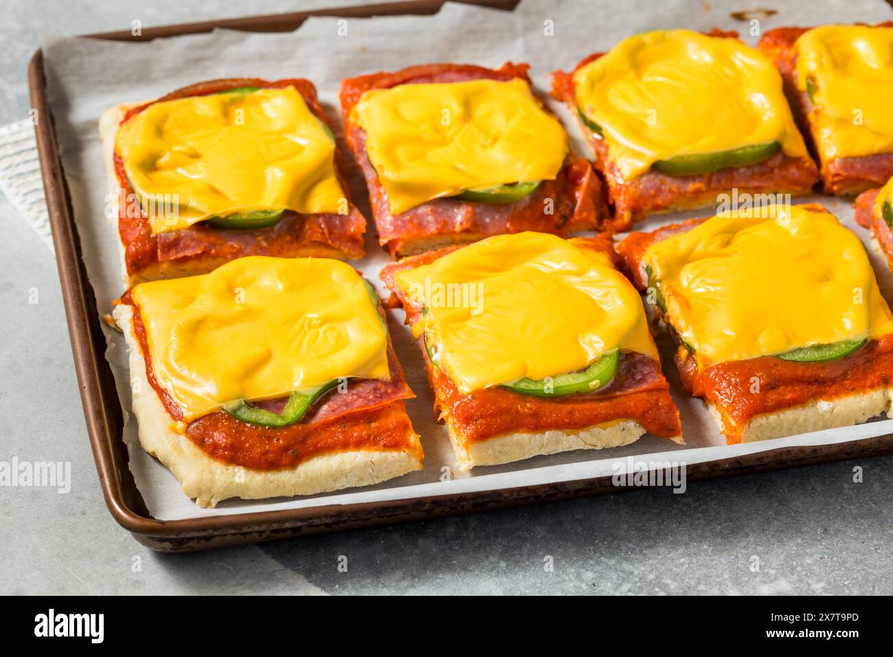 Italian Homemade Altoona Style Pizza Slices with Salami and American