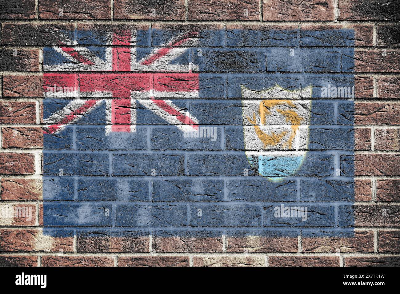 Anguilla flag on a brick wall background Stock Photo - Alamy