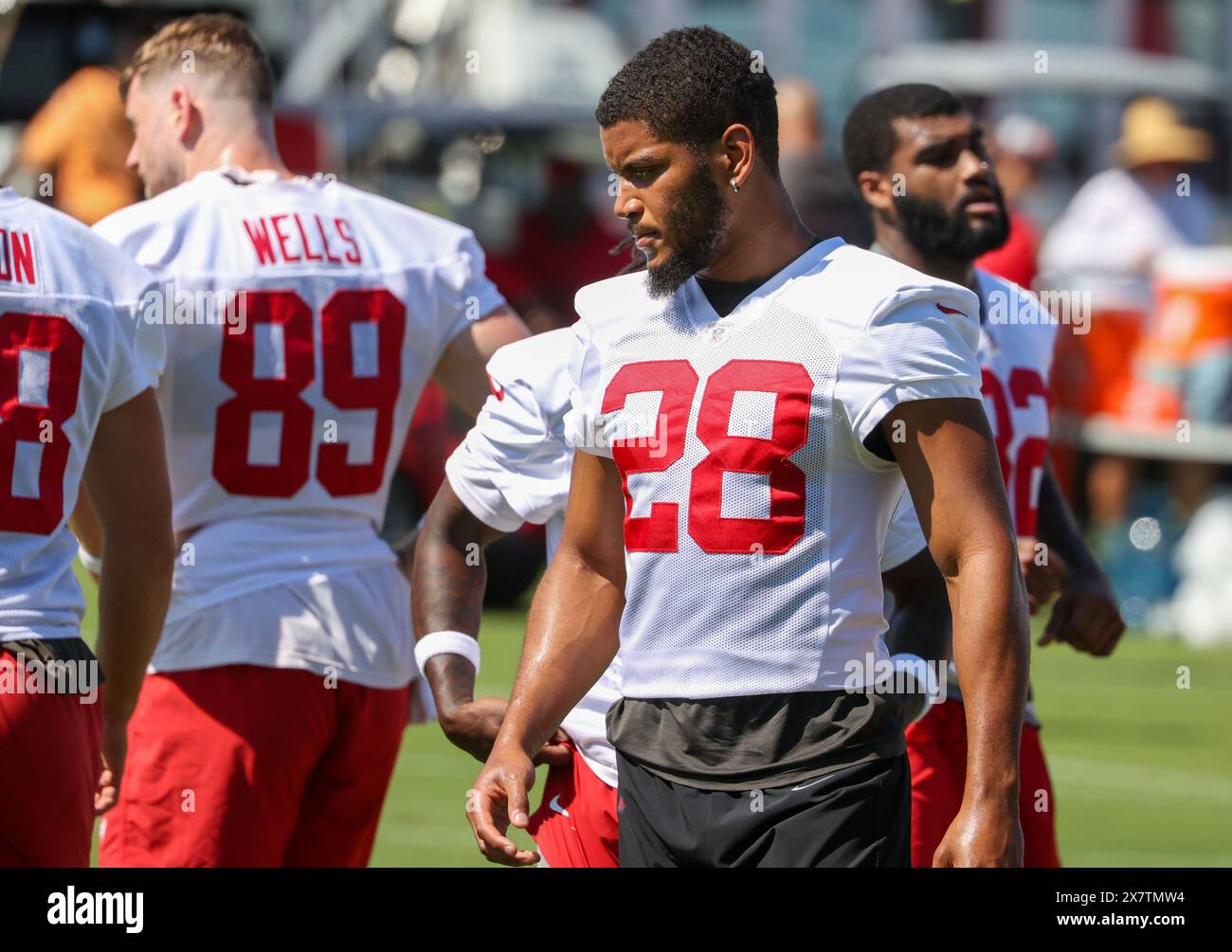 Florida, USA. 21st May, 2024. Tampa Bay Buccaneers wide receiver Cephus Johnson III (28) warms up while participating in organized team activities (OTAs) on Tuesday, May 21, 2024, at the AdventHealth Training Center in Tampa. (Credit Image: © Douglas R. Clifford/Tampa Bay Times via ZUMA Press Wire) EDITORIAL USAGE ONLY! Not for Commercial USAGE! Stock Photo