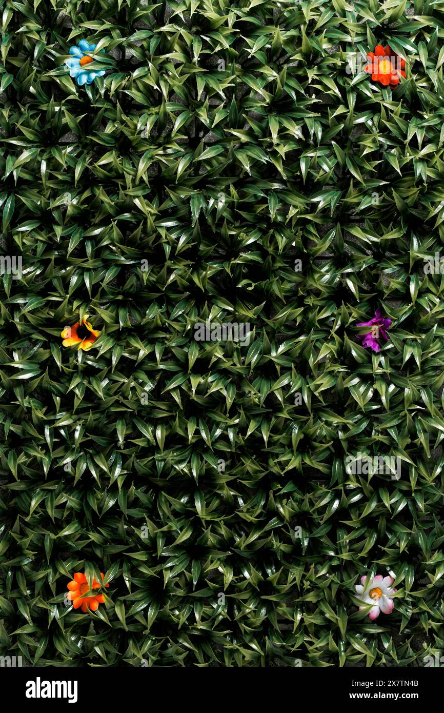 Green background made of artificial plastic grass Stock Photo