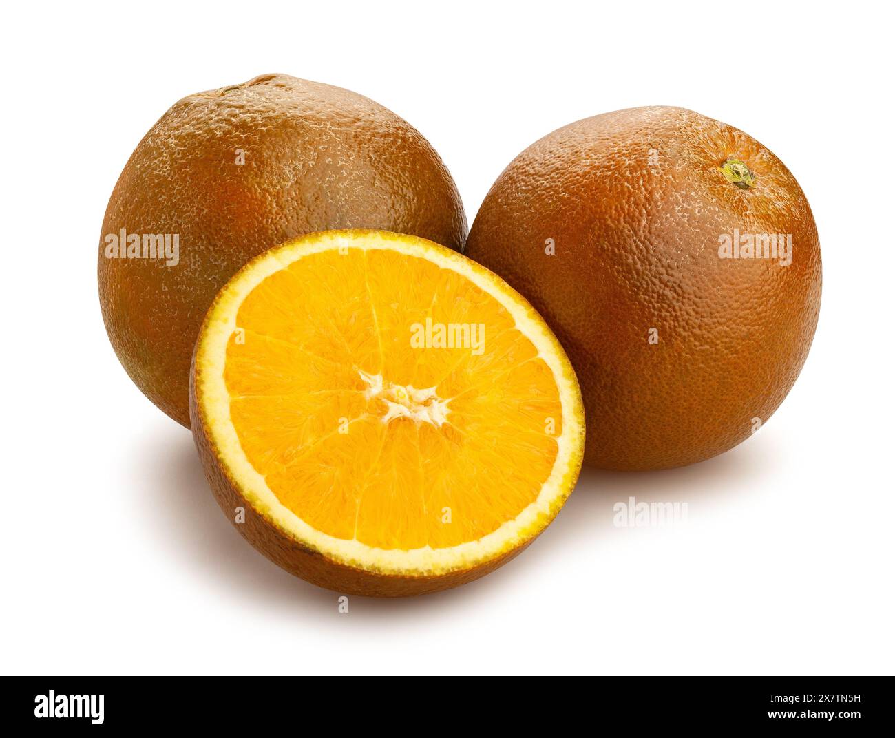 sliced chocolate oranges path isolated on white Stock Photo