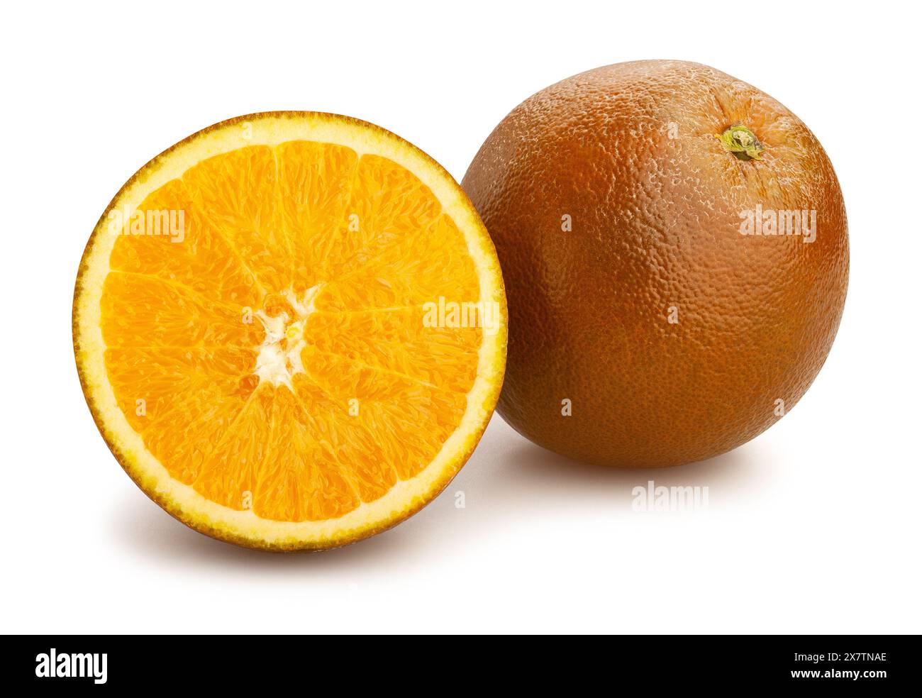 sliced chocolate oranges path isolated on white Stock Photo