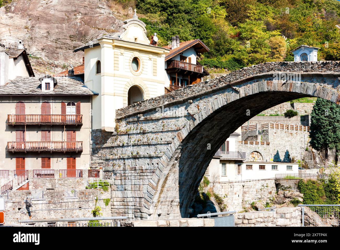 Pont San Martìn in Aosta Valley,  Piedmont, Italy Stock Photo