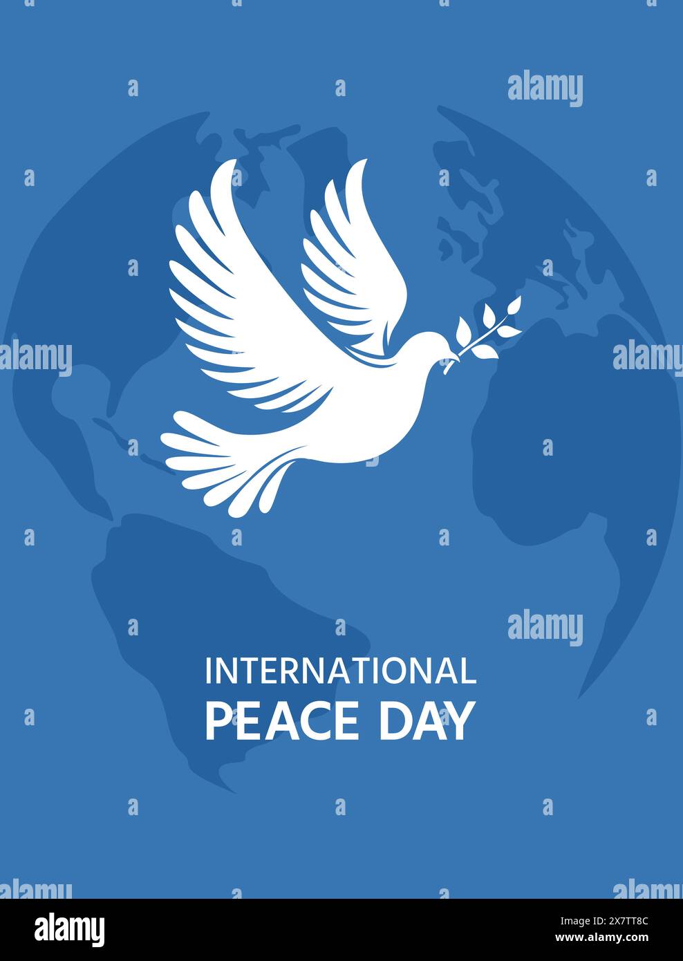 International Day of Peace postcard. A dove with an olive branch in its ...