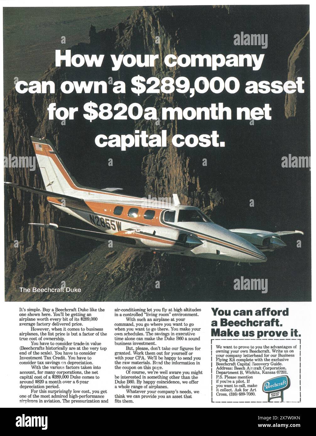1974 Beechcraft Duke private jet ad Stock Photo