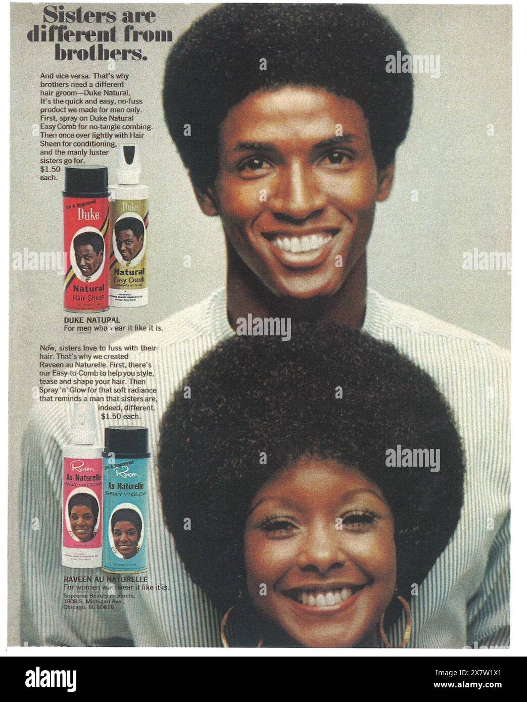 1970 Duke Hair Sheen Duke Easy Comb hair products ad Stock Photo Alamy