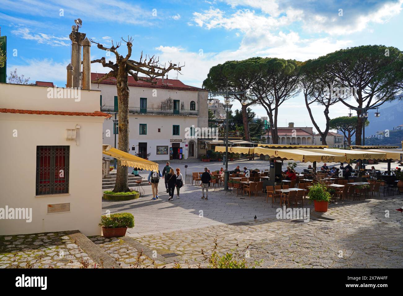 RAVELLO, ITALY - 23 MAR 2024 – Day view of Ravello, a medieval perched ...