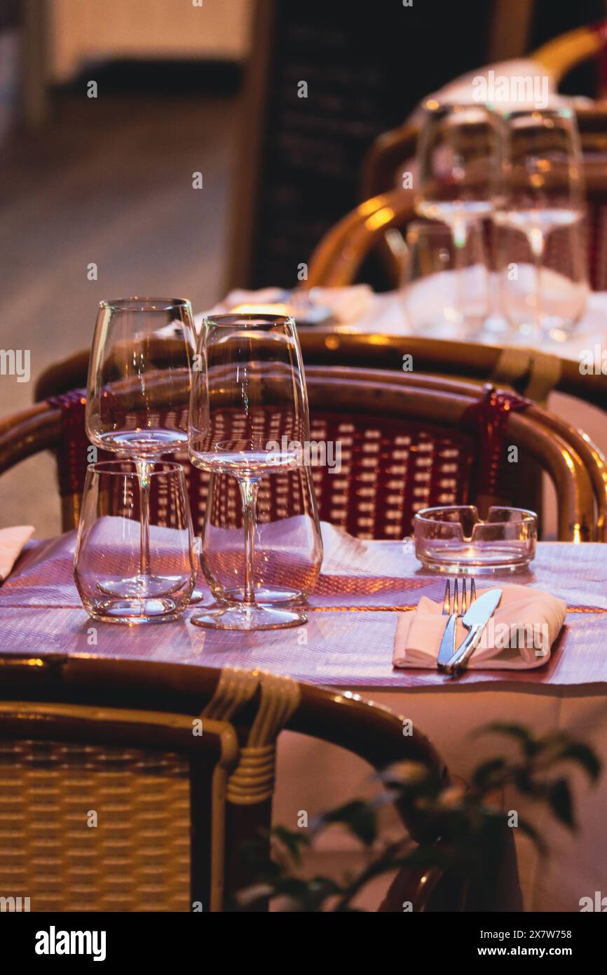 Nice Layed Table Nice, France - 29.09.2022 : Laid table in the evening in a restaurant ...